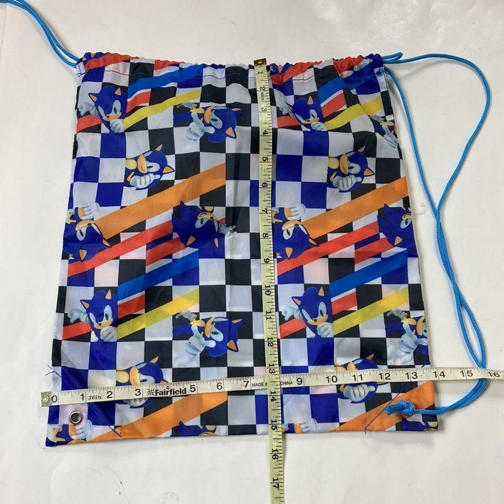 Sonic The Hedgehog Drawstring Plaid Backpack - image 5